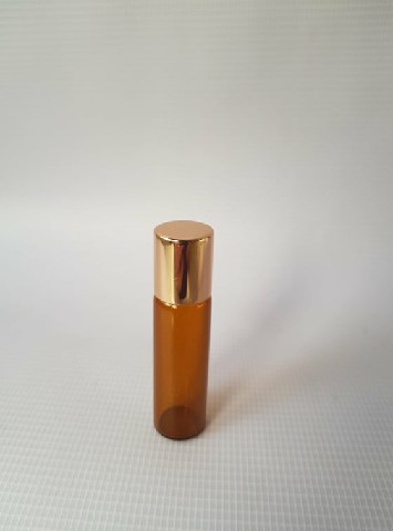 FLA0016 - FRS.ROLL ON VIDRO 05ML AMBAR TPA DOURADA